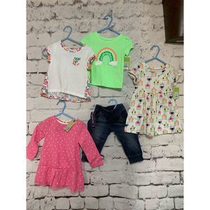 12 Month Girl Bundle 2 Dresses 2 shirts 1 Jean NWT